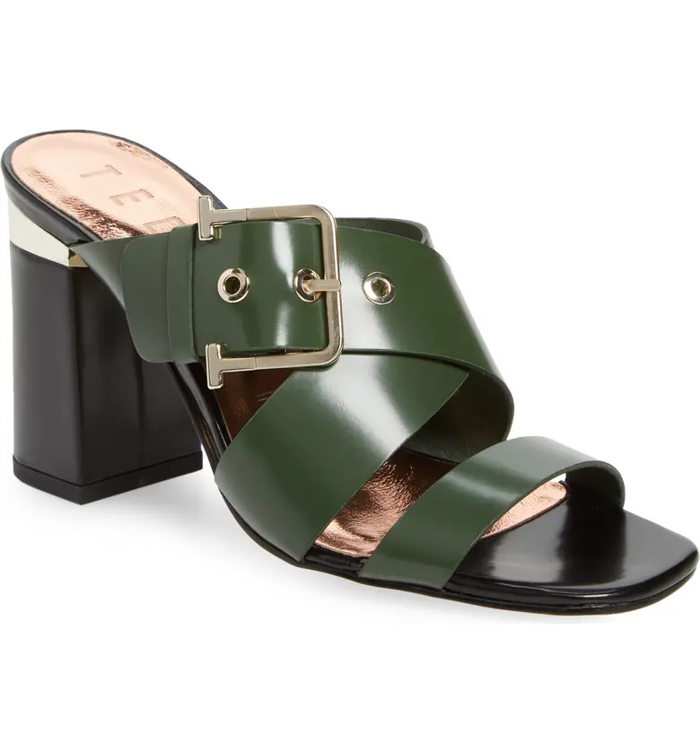 Buckle Detail Block Heel Slide Sandal | Nordstrom