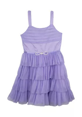 Rare Editions Girls 7-16 Lilac Glitter Mesh Dress | Belk