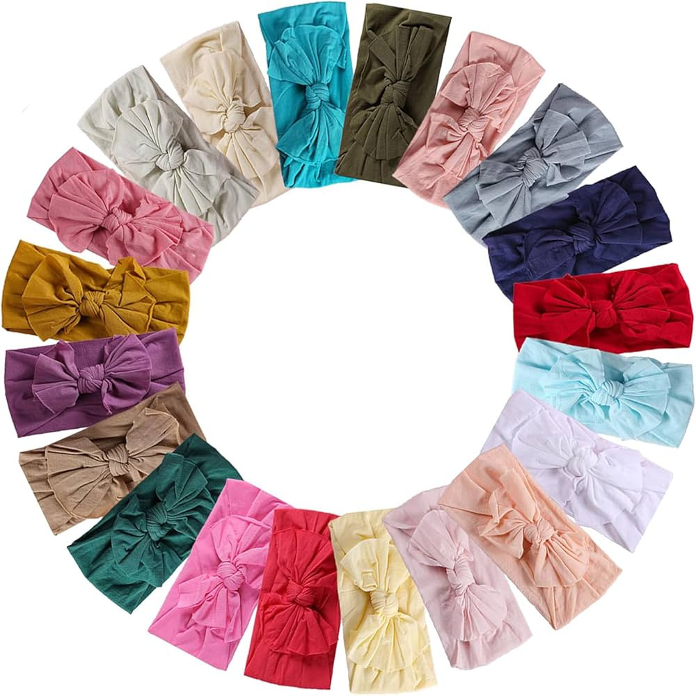 Mookiraer Baby Girls Headbands with Bows Handmade Hair Accessories Stretchy Hairbands for Newborn... | Amazon (US)