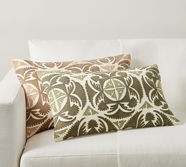 Varick Embroidered Lumbar Pillow Cover | Pottery Barn (US)