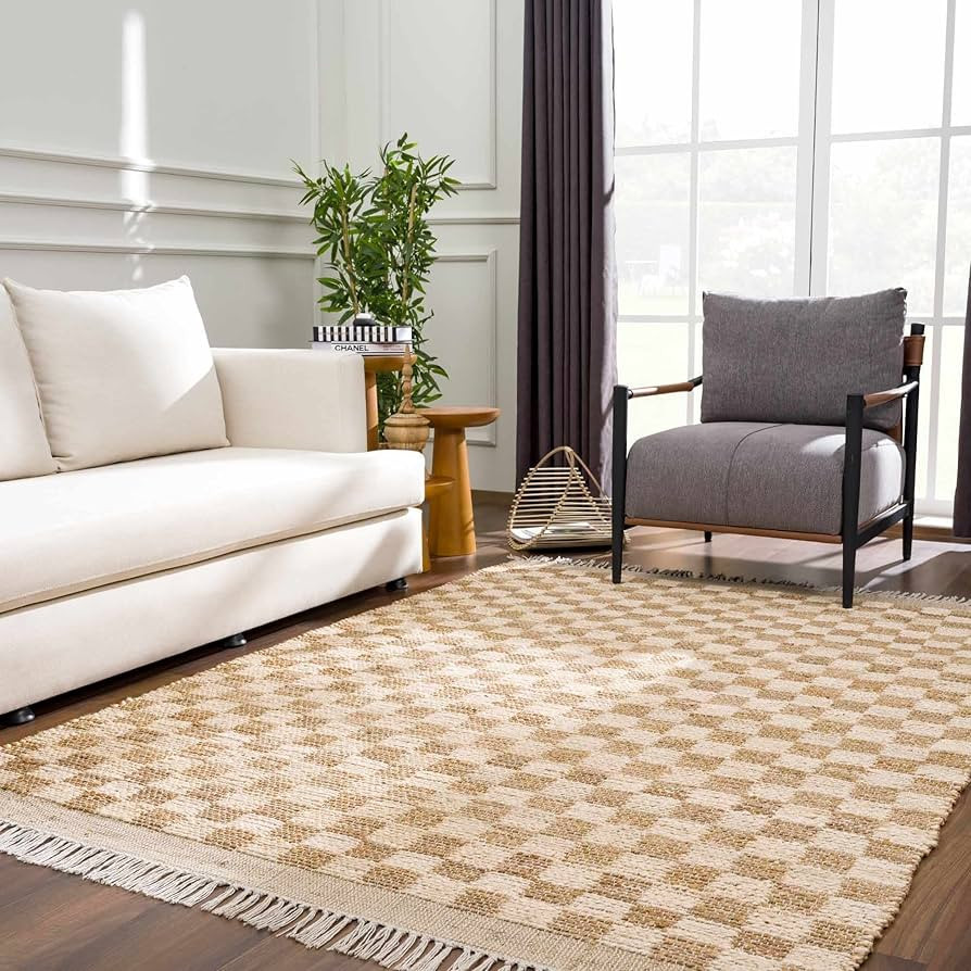 Hauteloom Ionut Sea Grass Jute Rug - Natural Fiber Sisal Area Rug - Natural Farmhouse Checkered C... | Amazon (US)