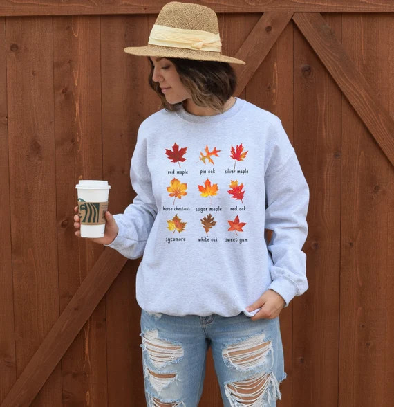 Autumn Leaves Sweatshirt Fall Colors Sweater Fall Apparel - Etsy | Etsy (US)
