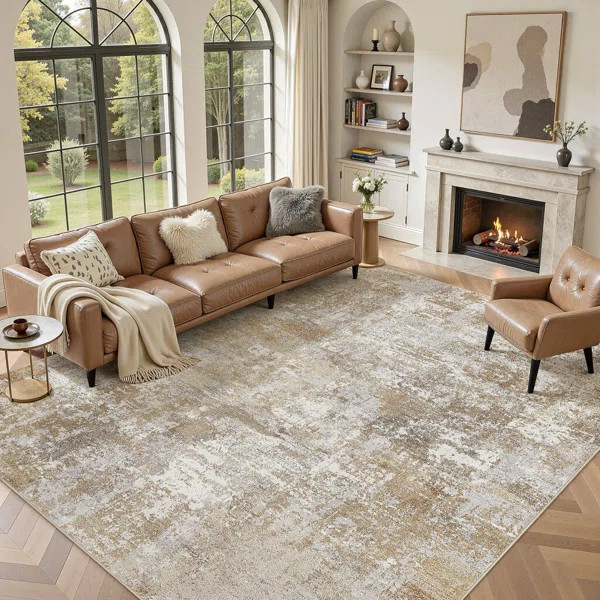 Dagmar Modern Area Rug Abstract Machine Washable Rugs with Non-Slip Backing, Stain Resistant Larg... | Wayfair North America