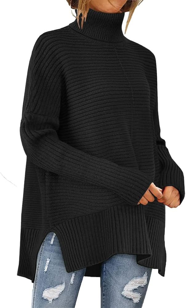 MixShe Womens Sweaters Fall Fashion Clothes Long Sleeve Tops Casual Turtleneck Shirts Ladies Tren... | Amazon (US)