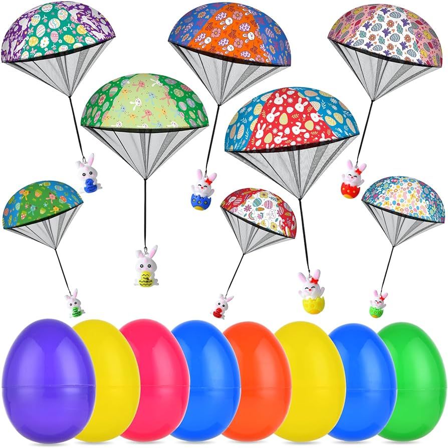 GOSODME 8 Pack Easter Eggs Parachute Toys, Easter Basket Stuffers with Hand Throw Flying Toys for... | Amazon (US)