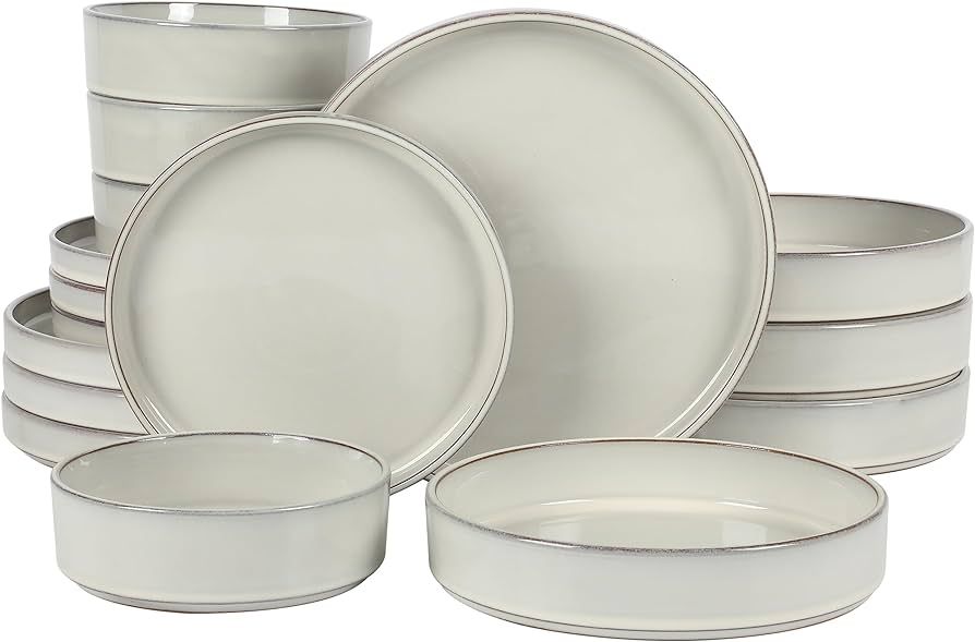 Oprah's Favorite Things - Santorini Mist Double Bowl Terracotta Reactive Glaze Plates and Bowls D... | Amazon (US)