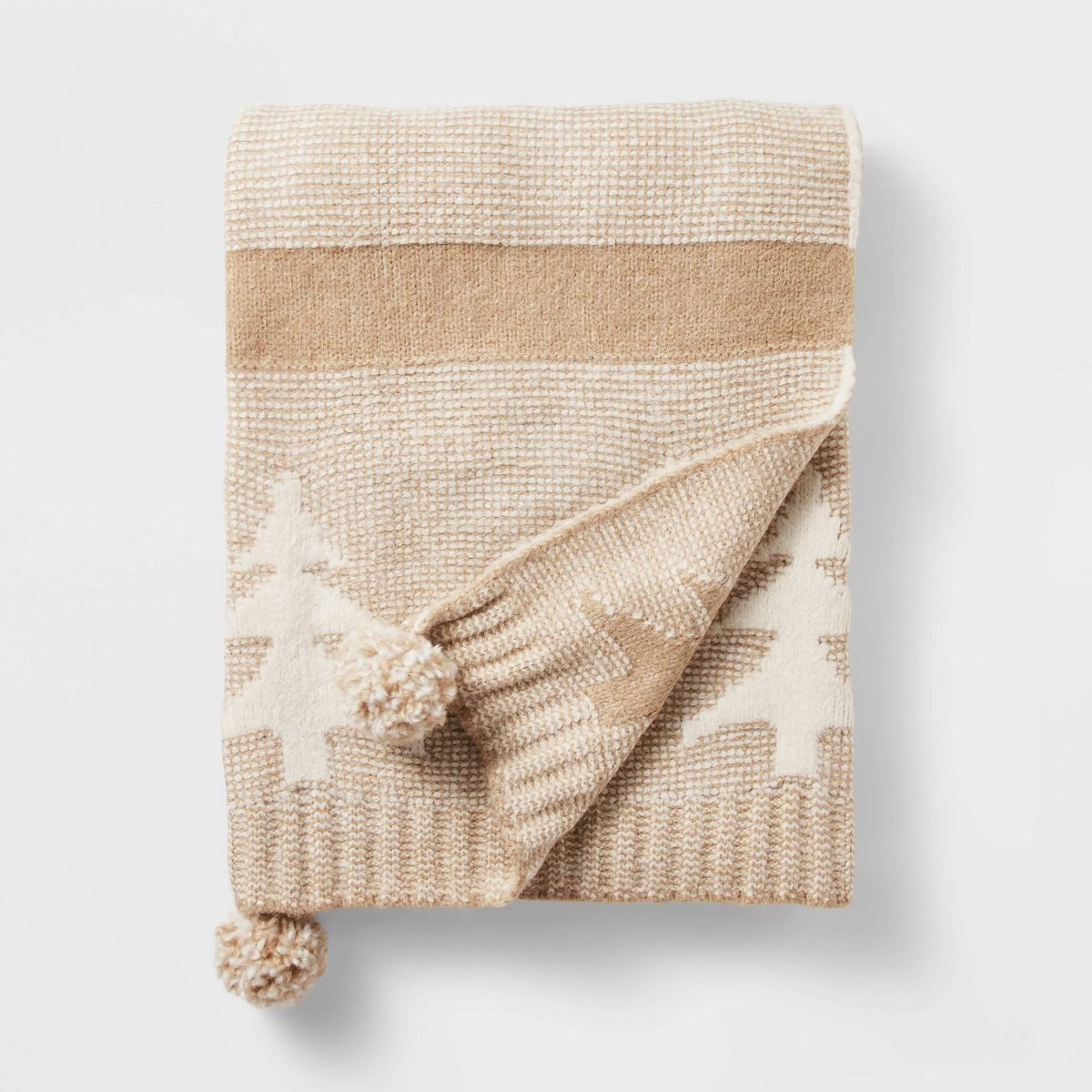 Knit Tree with Tassels Throw Blanket Camel - Threshold™ designed with Studio McGee | Target