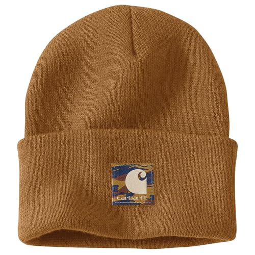 Carhartt Men's Knit Camo Patch Beanie, Brown | Amazon (US)