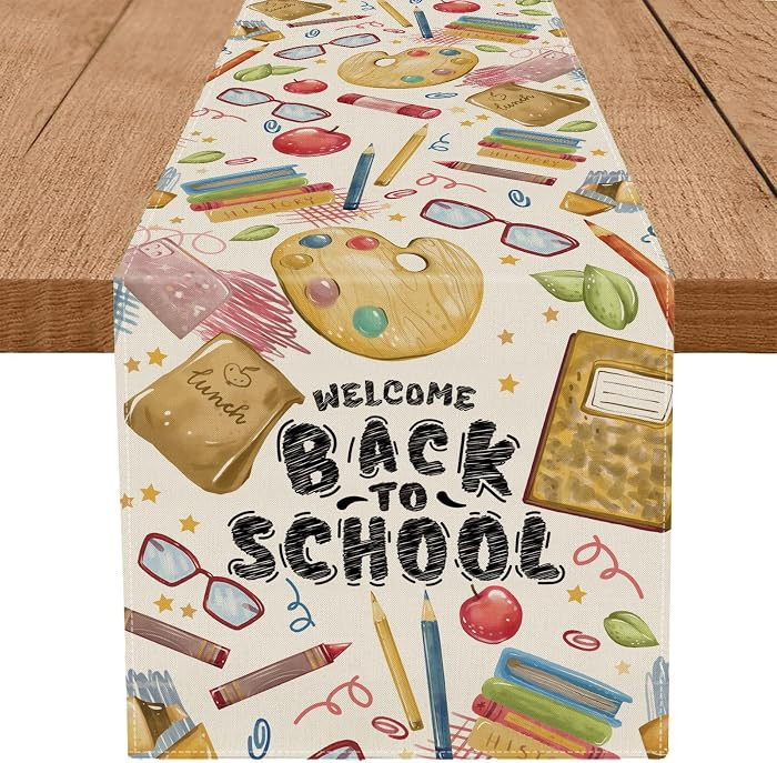 GAGEC Welcome Back to School Table Runner Books Pencil Glasses Students First Day of School Class... | Amazon (US)