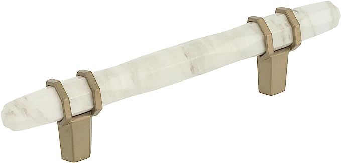 Amerock Carrione 3-3/4 in (96 mm) Center-to-Center Marble White/Golden Champagne Cabinet Pull | Amazon (US)