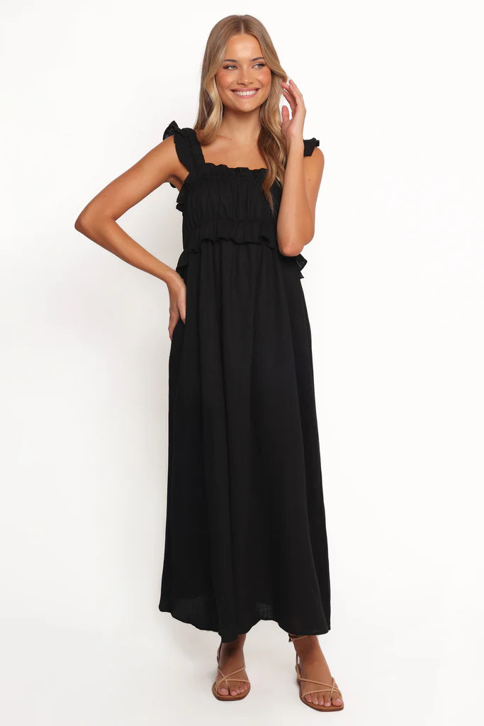 Ross Frill Strap Maxi Dress - Black | Petal & Pup (US)