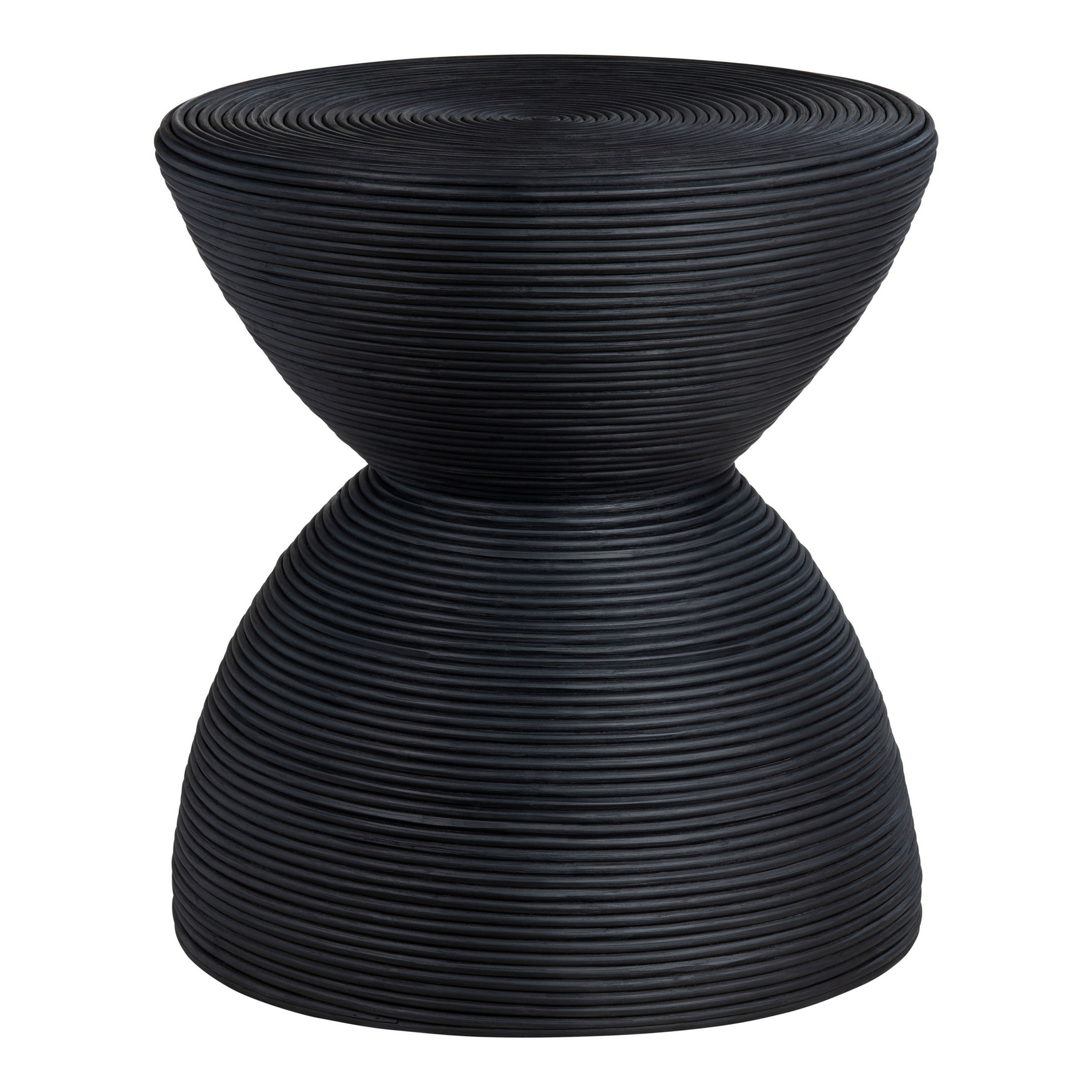Krisna Black Rattan Hourglass Side Table | World Market