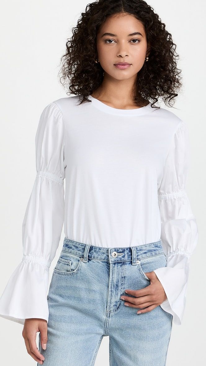 Something Navy Cinched Bell Sleeve Top | SHOPBOP | Shopbop