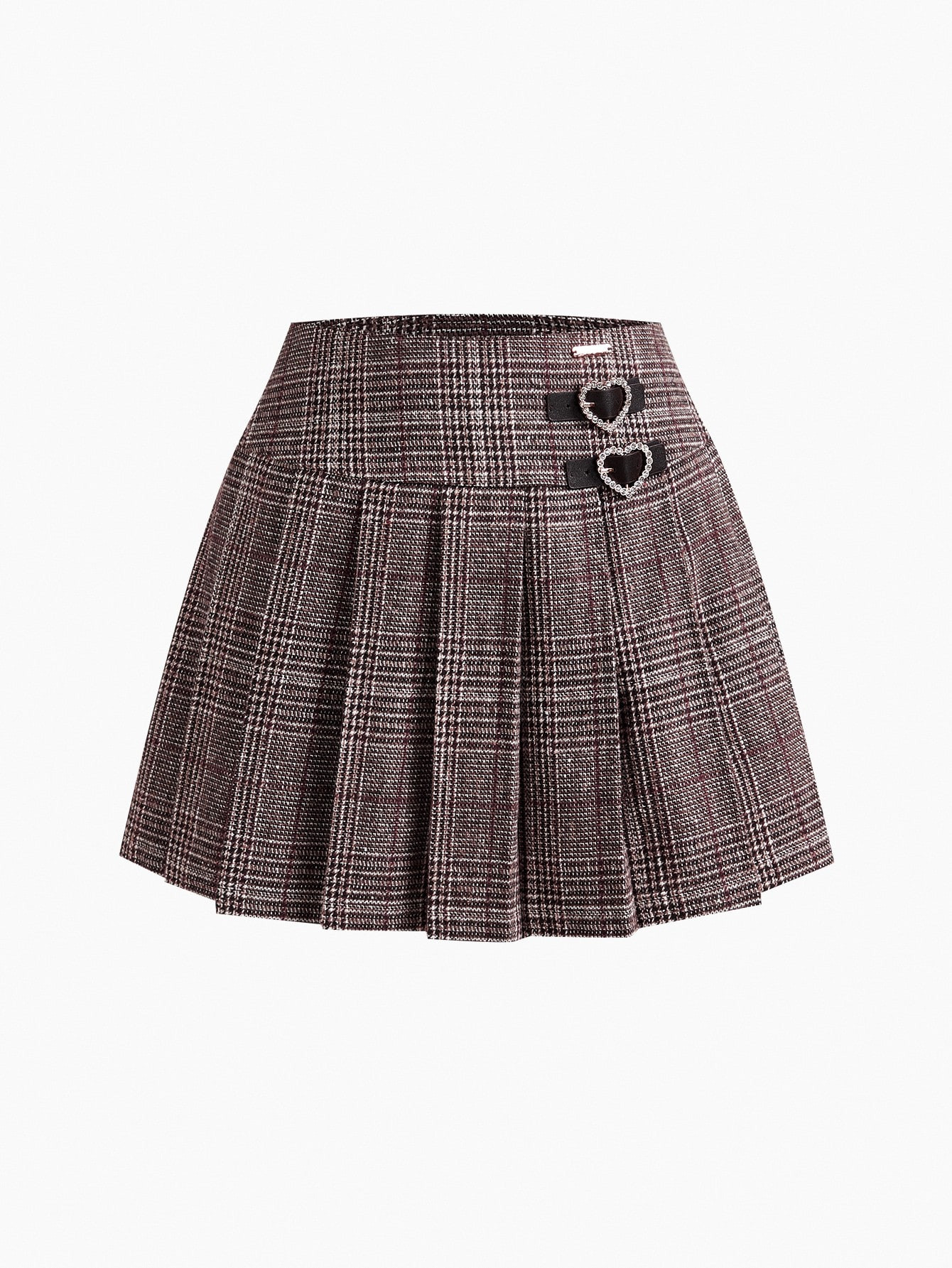 S.W.Smiley x MOTF PREMIUM Gonna plissettata con dettaglio fibbia a cuore con strass e stampa a qu... | SHEIN