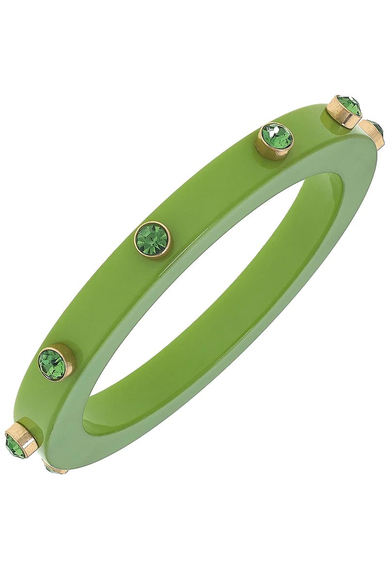 Renee Resin and Rhinestone Bangle in Lime Green | CANVAS