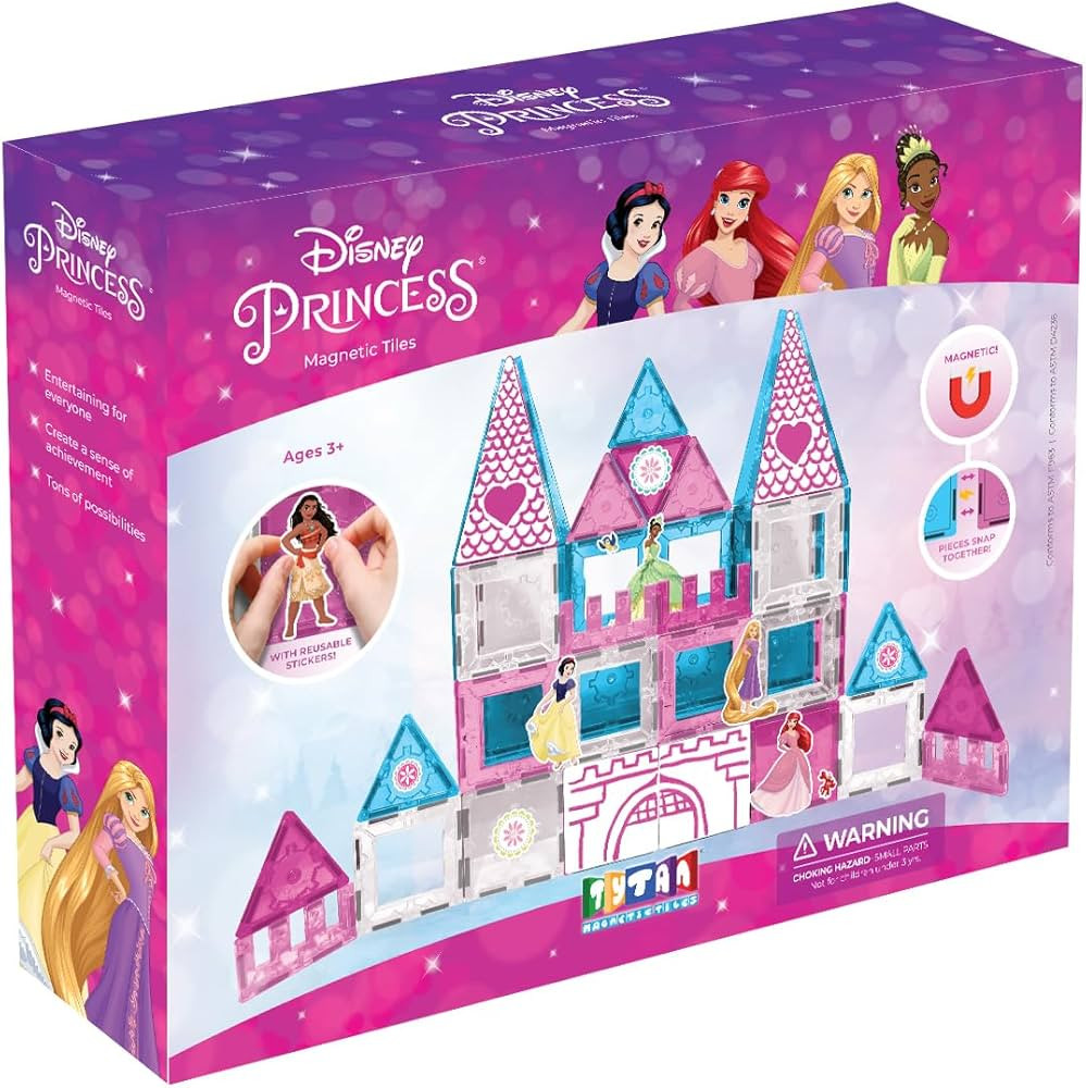 Tytan Tiles Officially Licensed Disney Princess Magnetic Tile Castle 71-Piece Building Set, Power... | Amazon (US)