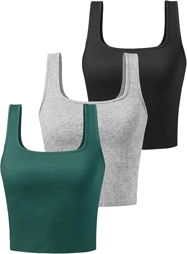 Sports Crop Tank Tops for Women Cropped Workout Tops Racerback Running Yoga Tanks Cotton Sleevele... | Amazon (US)