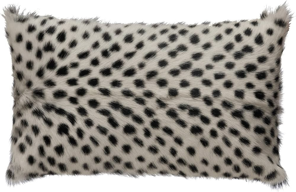 Creative Co-Op Creative Co-Op Goat Fur Lumbar Pillow with Printed Spots, Black and White | Amazon (US)