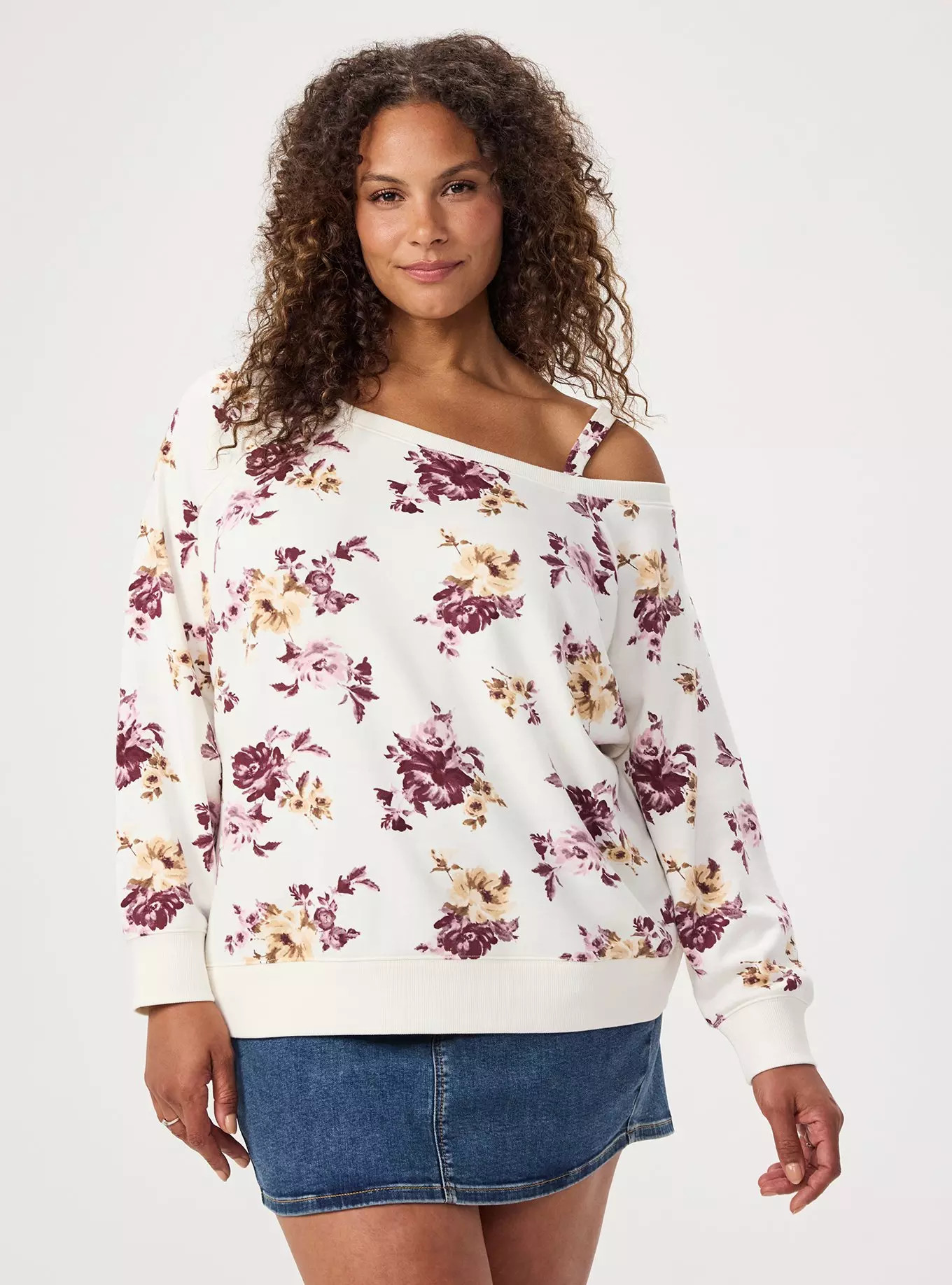 French Terry Off-Shoulder Sweatshirt | Torrid (US & Canada)