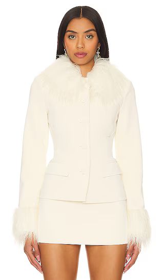 Anabella Faux Leather Jacket in Off White | Revolve Clothing (Global)