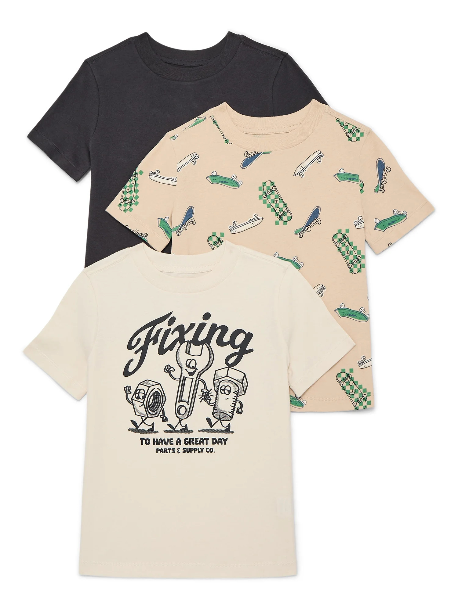 Wonder Nation Little Boys Multipack Short Sleeve Tees, 3-Pack, Sizes 4-10 | Walmart (US)