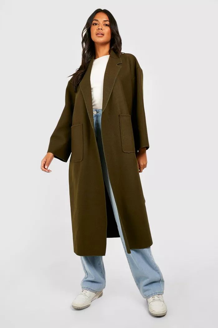 Wool Look Oversized Belted Coat | boohoo (US & Canada)