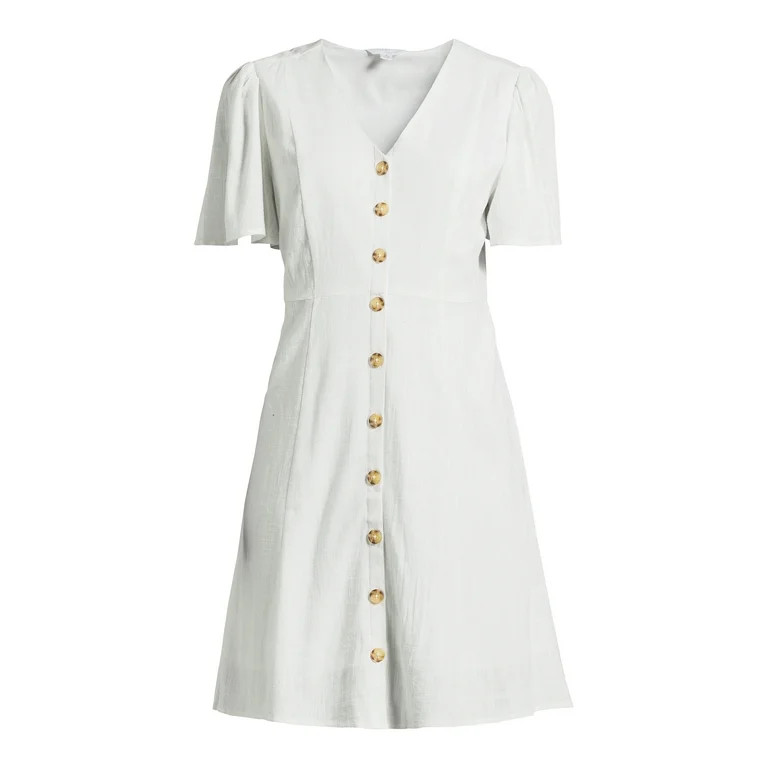 Time and Tru Women's Button Front Mini Dress, Sizes XS-XXXL | Walmart (US)