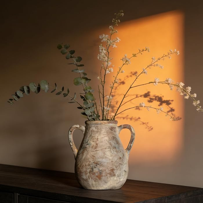 MIL\u00d6NGA Ceramic Vase Raw Terracotta Vase for Centerpieces,Modern Farmhouse Rustic Vintage Fl... | Amazon (US)