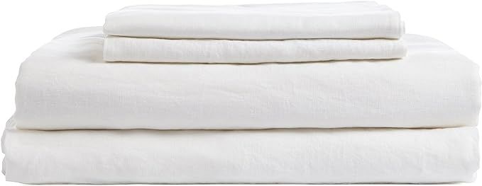 DAPU Pure Linen Sheets Set 100% French Natural Linen European Flax (Queen, Off White, Flat, Fitte... | Amazon (US)