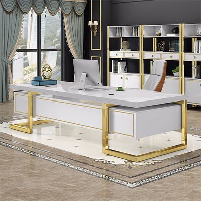 Modern Rectangular Executive Office Desk with 4 Drawers in White - Office Furniture - Homary US | Homary.com