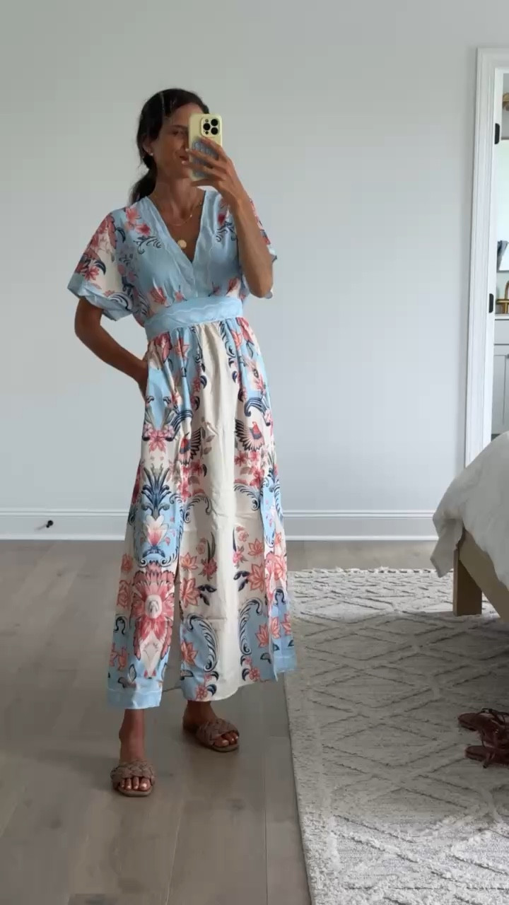 This dress feels like summer in outfit form. The soft blue tones, beautiful floral print, and flowy silhouette make it perfect for weddings, vacations, baby showers, and all those special occasions on your calendar.

#LTKSeasonal #LTKmomlife #LTKgrwm