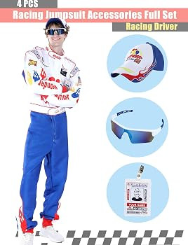 Adult Ricky Bobby Costume,Racing Jumpsuit Accessories Full Set,Talladega Nights Outfit Halloween ... | Amazon (US)