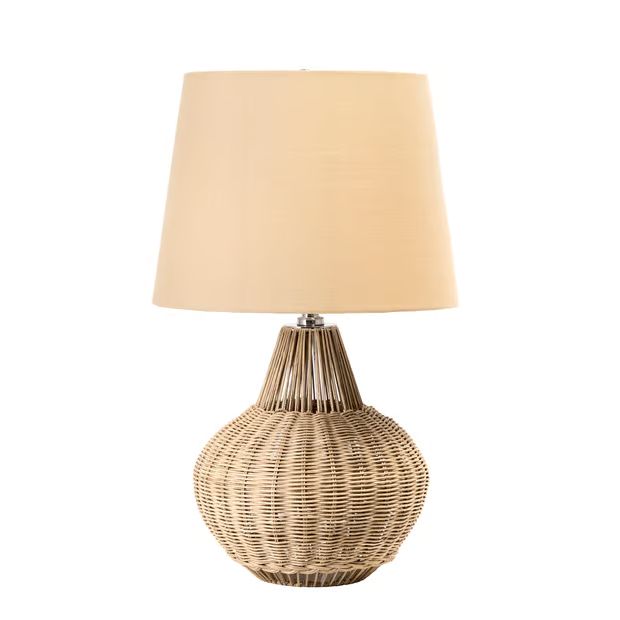 Natural 22-inch Handwoven Rattan Gourd Table Lamp | Rugs USA