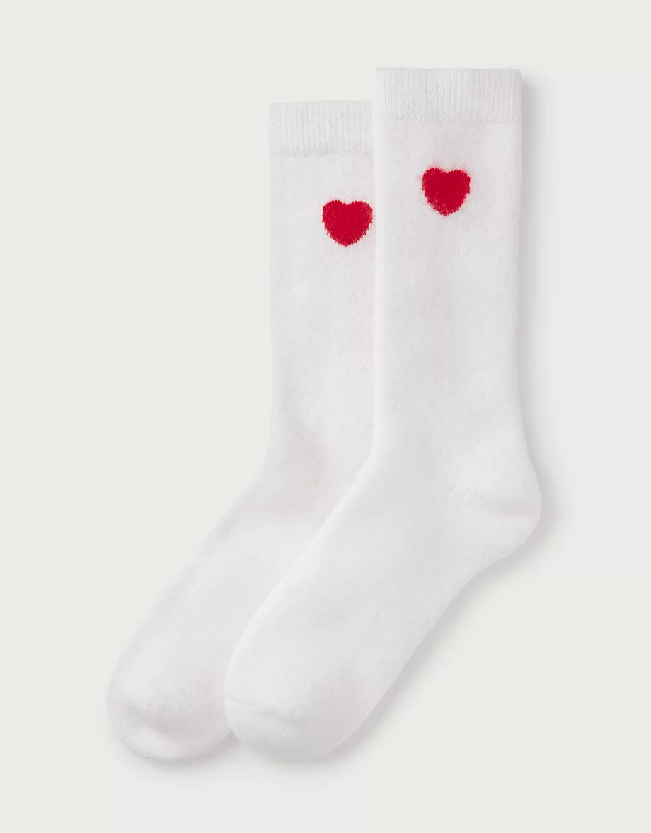 Heart Motif Detail Bed socks with Cashmere | The White Company UK & ROW