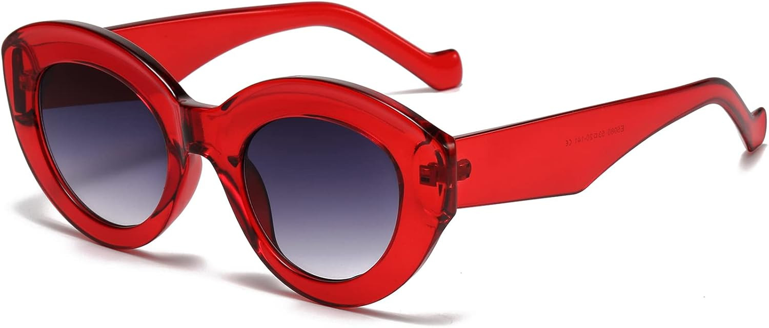 AIEYEZO Oversized Cat Eye Sunglasses for Women Cute Oval Thick Frame Cateye Sun Glasses Chic Retro Style Shades | Amazon (US)