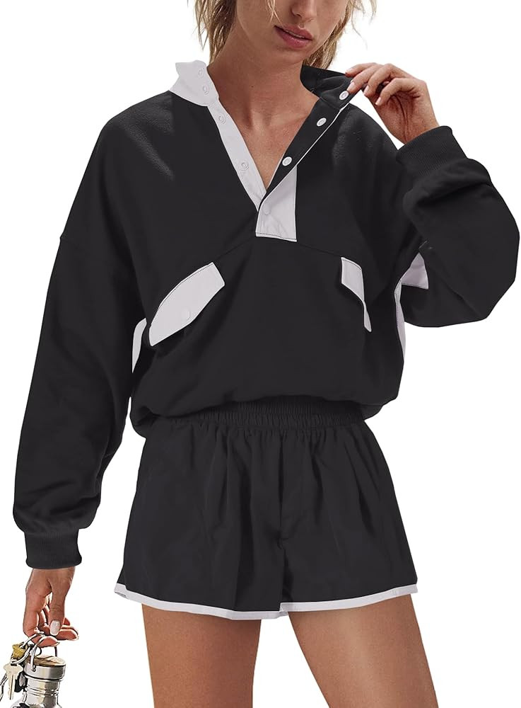 Nirovien Womens Workout Sets Short Athletic Set Activewear 2 Piece Outfits Pullover Sweatshirt an... | Amazon (US)