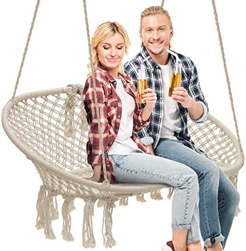 Sorbus Hammock Chair Macrame Hanging Swing Bench, Perfect for Indoor, Outdoor, Teens Girl Bedroom, H | Amazon (US)