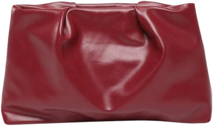 OYOANGLE Women's PU Leather Clutch Purses Small Zipper Ruched Minimalist Handbag | Amazon (US)