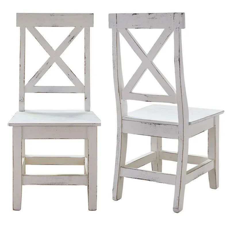 Osterhout Solid Wood Cross Back Side Chair in White (Set of 2) | Wayfair North America