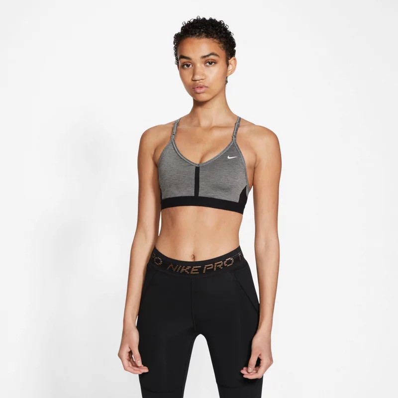 Nike™ Women's Indy V-Neck Low Support Sports Bra Smoke Grey/Pure/Black, Small - Women's Workout Bras | Academy Sports + Outdoors