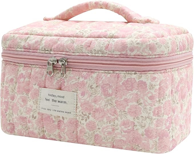 Large Makeup Bag, Cute Cosmetic Bag for Women Girls, Floral Coquette Aesthetic Toiletry Bag, Trav... | Amazon (US)