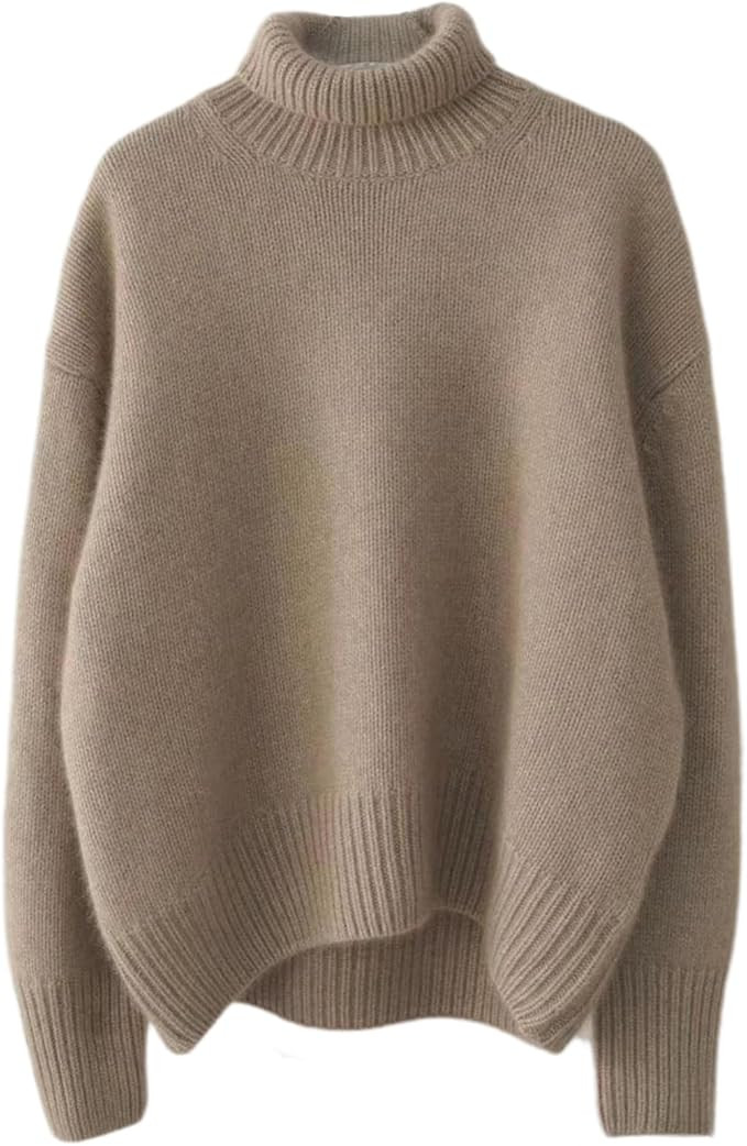 Cashmere High Neck Sweater, Warm Knitted Cashmere Jumpers Ladies Cozy Soft Turtleneck Sweaters Ov... | Amazon (UK)