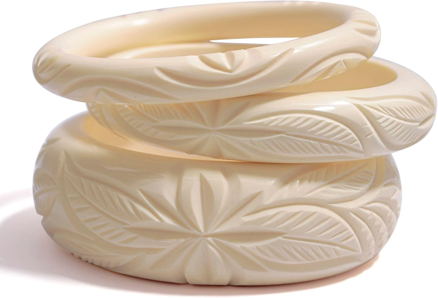 White Colored (Resin) Acrylic Bangle Bracelet Set (2.6 Inches) | Amazon (US)