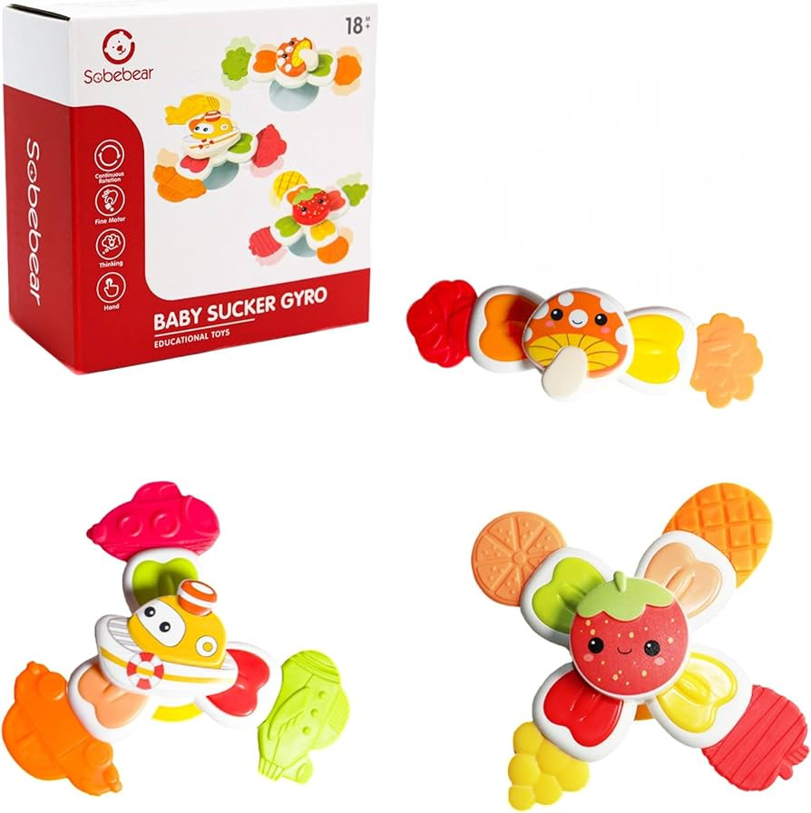 3PCS Suction Cup Spinner Toy for Toddlers，Baby Bath Toys Spinning Toys, Sensory Toys Early Educ... | Amazon (US)