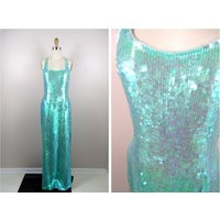 80S Opalescent Sequined Gown/Iridescent Mermaid Sequin Embellished Dress | Etsy (US)