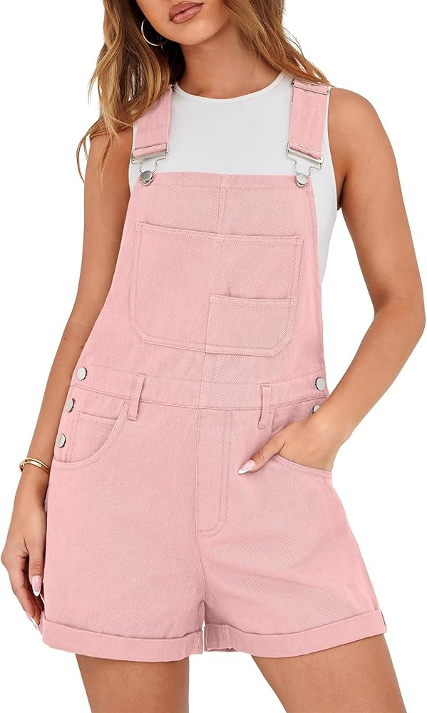 Lepunuo Rompers for Women Denim Overalls Summer Adjustable Casual Loose Fit Bib Jeans Short Jumps... | Amazon (US)