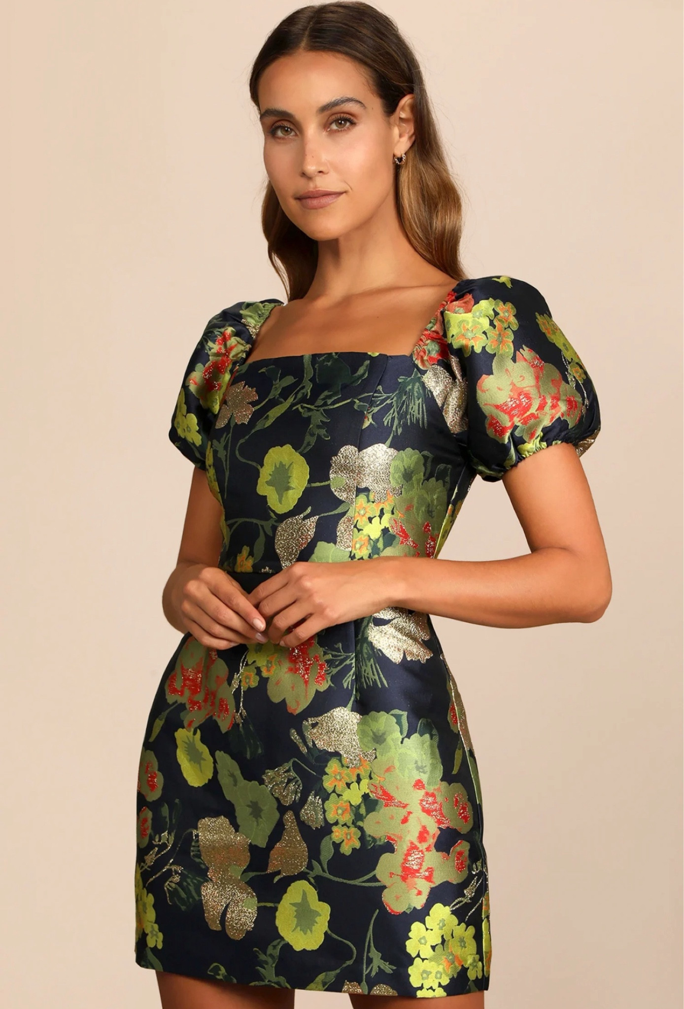 So Stunning Navy Blue Floral Jacquard Puff Sleeve Mini Dress wedding guest dress satin 

#LTKWedding #LTKStyleTip #LTKFindsUnder100
