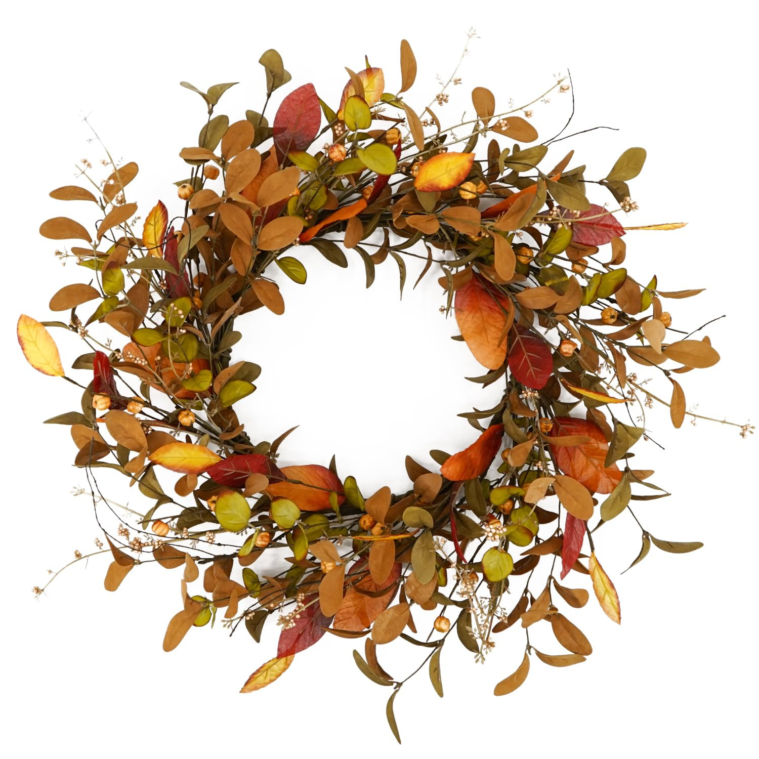 YNYLCHMX 18" Fall Wreaths for Front Door, Artificial Autumn Wreath Fall Door Wreath with Eucalypt... | Amazon (US)