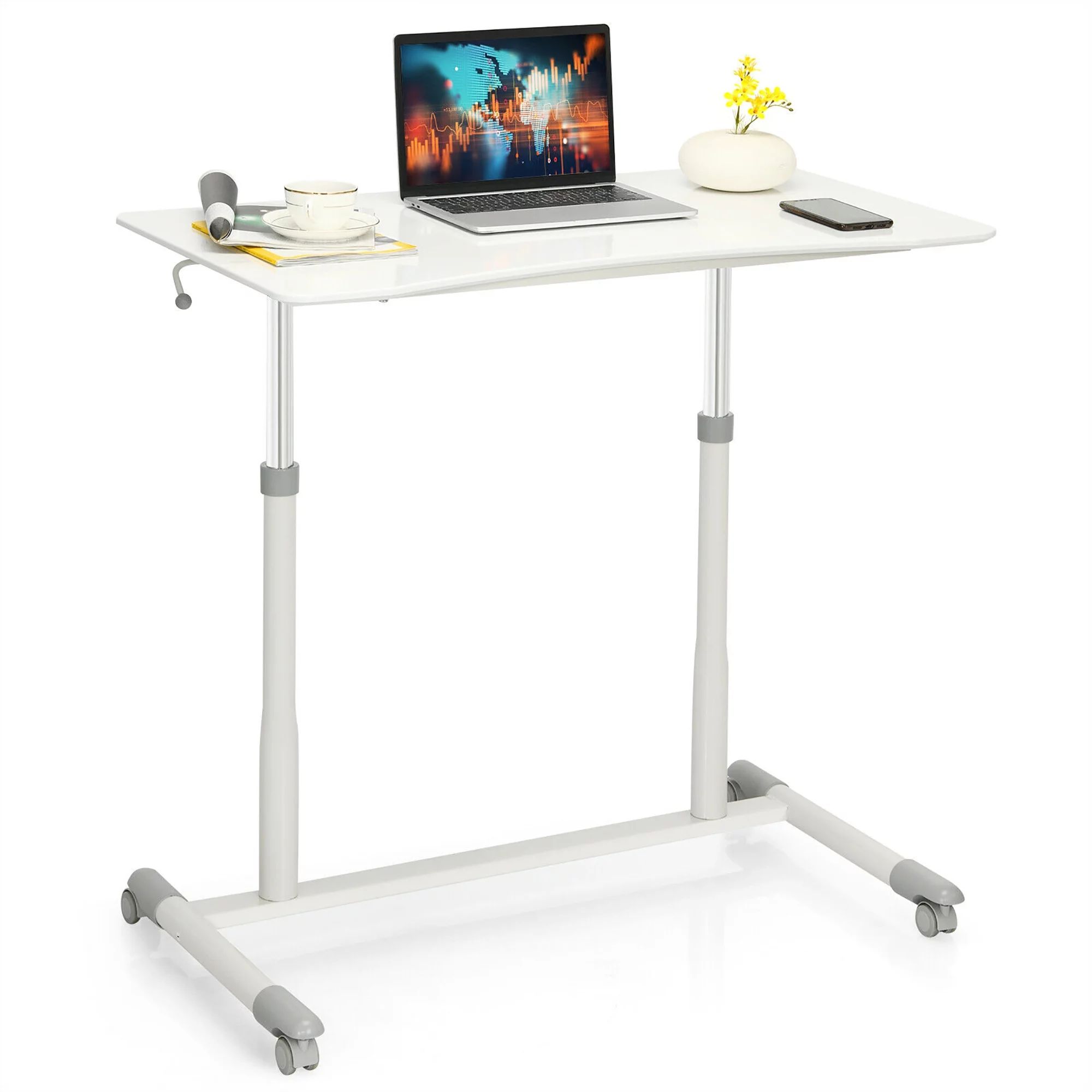 Costway Height Adjustable Computer Desk Sit to Stand Rolling Notebook Table Portable | Walmart (US)