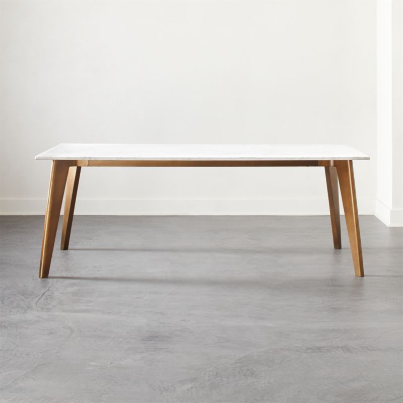 Harper Brass Dining Table with Marble Top + Reviews | CB2 | CB2